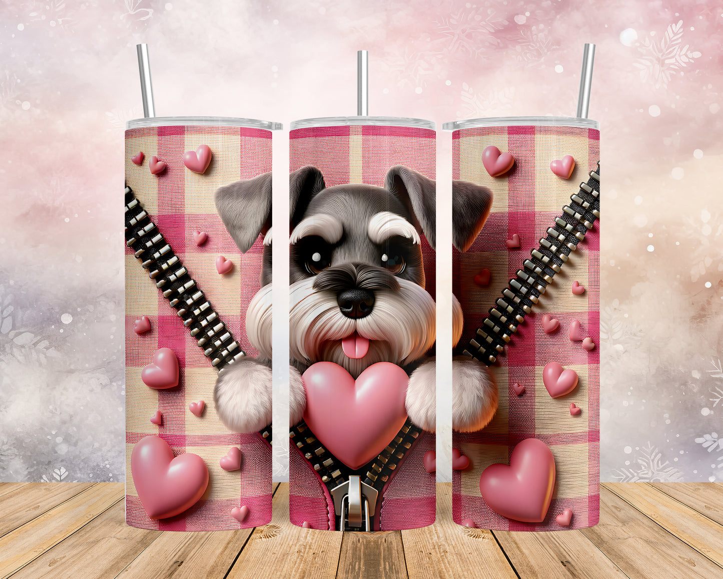 Skinny Tumbler with Straw, 20oz, Dog, Valentines Day, awd-1143