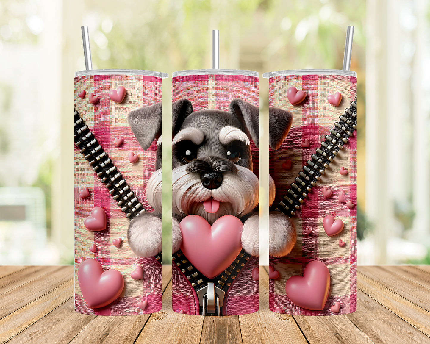 Skinny Tumbler with Straw, 20oz, Dog, Valentines Day, awd-1143