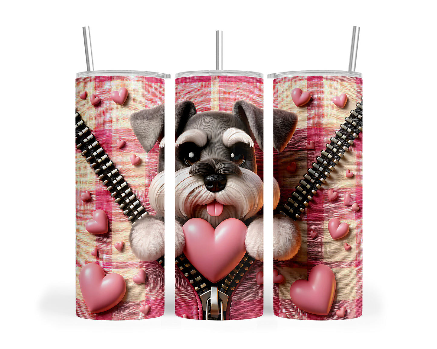 Skinny Tumbler with Straw, 20oz, Dog, Valentines Day, awd-1143