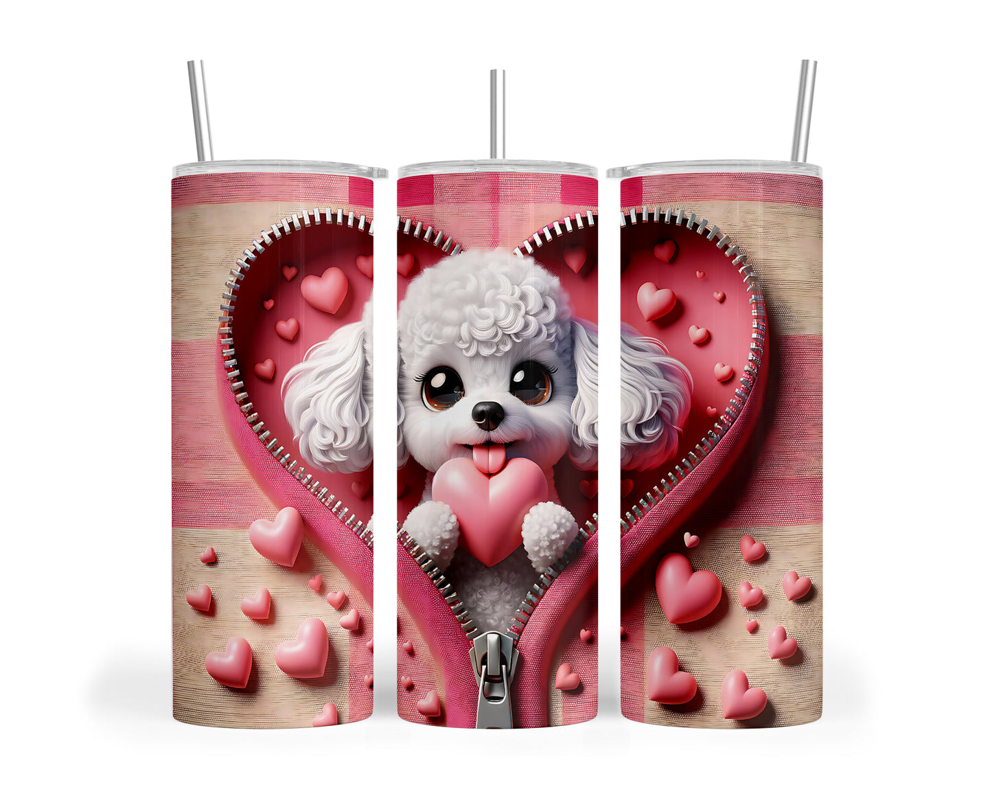 Skinny Tumbler with Straw, 20oz, Dog, Valentines Day, awd-1144