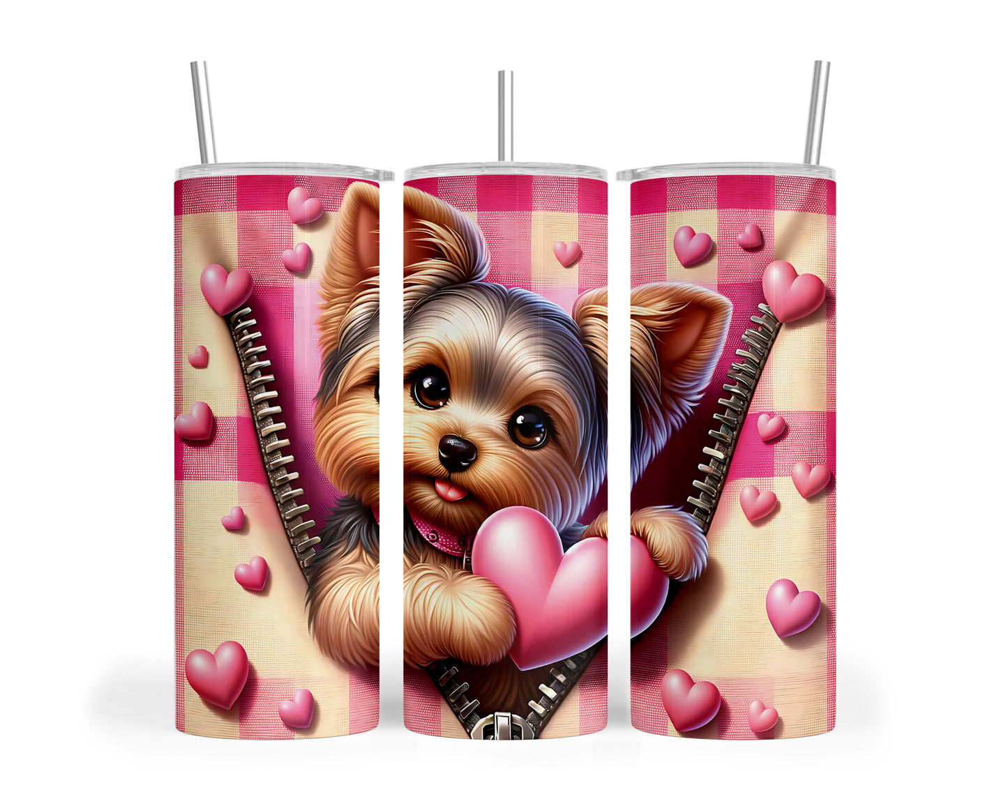 Skinny Tumbler with Straw, 20oz, Dog, Valentines Day, awd-1147