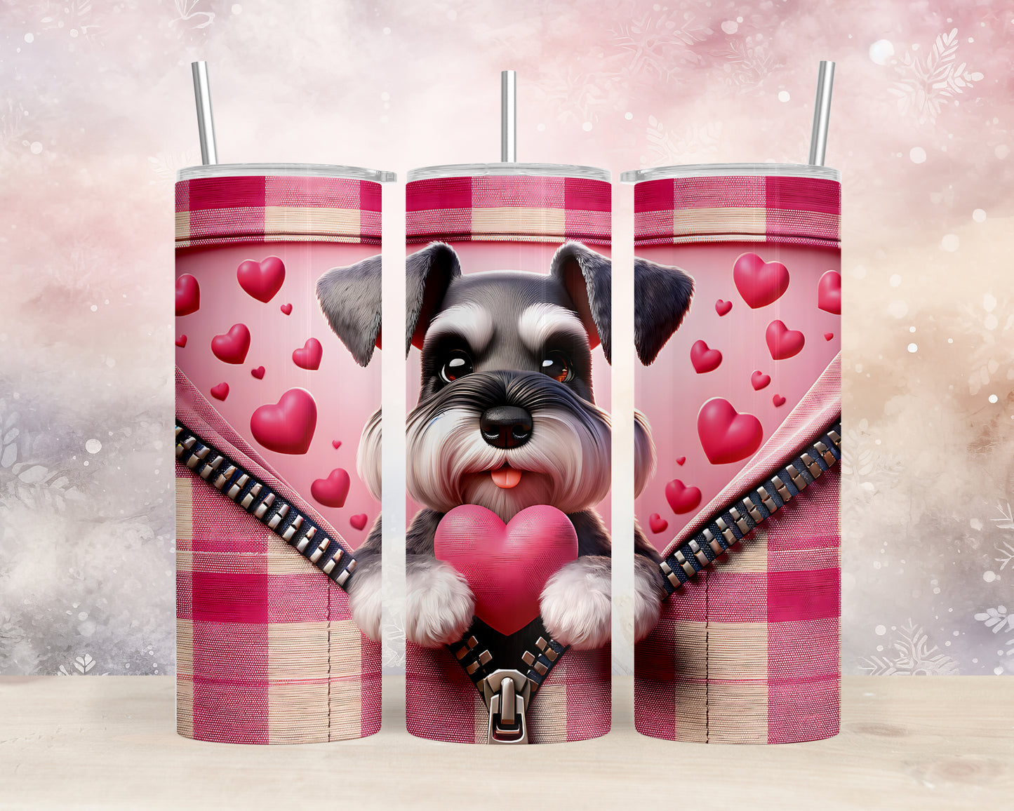 Skinny Tumbler with Straw, 20oz, Dog, Valentines Day, awd-1148