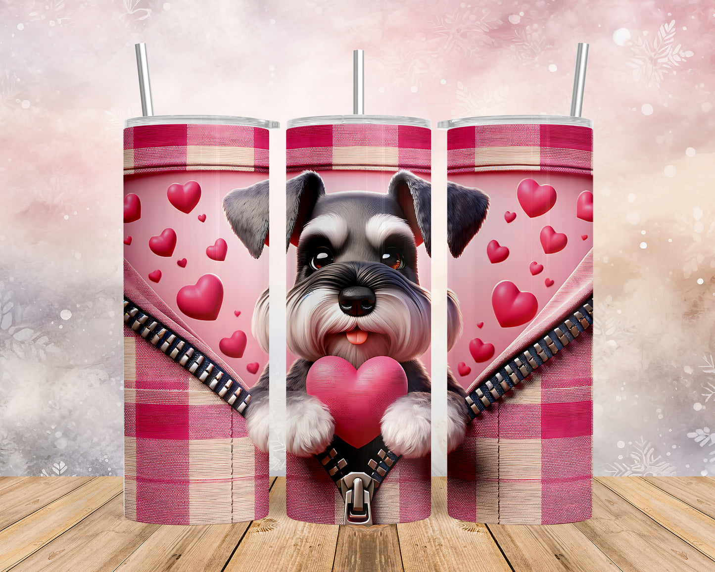 Skinny Tumbler with Straw, 20oz, Dog, Valentines Day, awd-1148