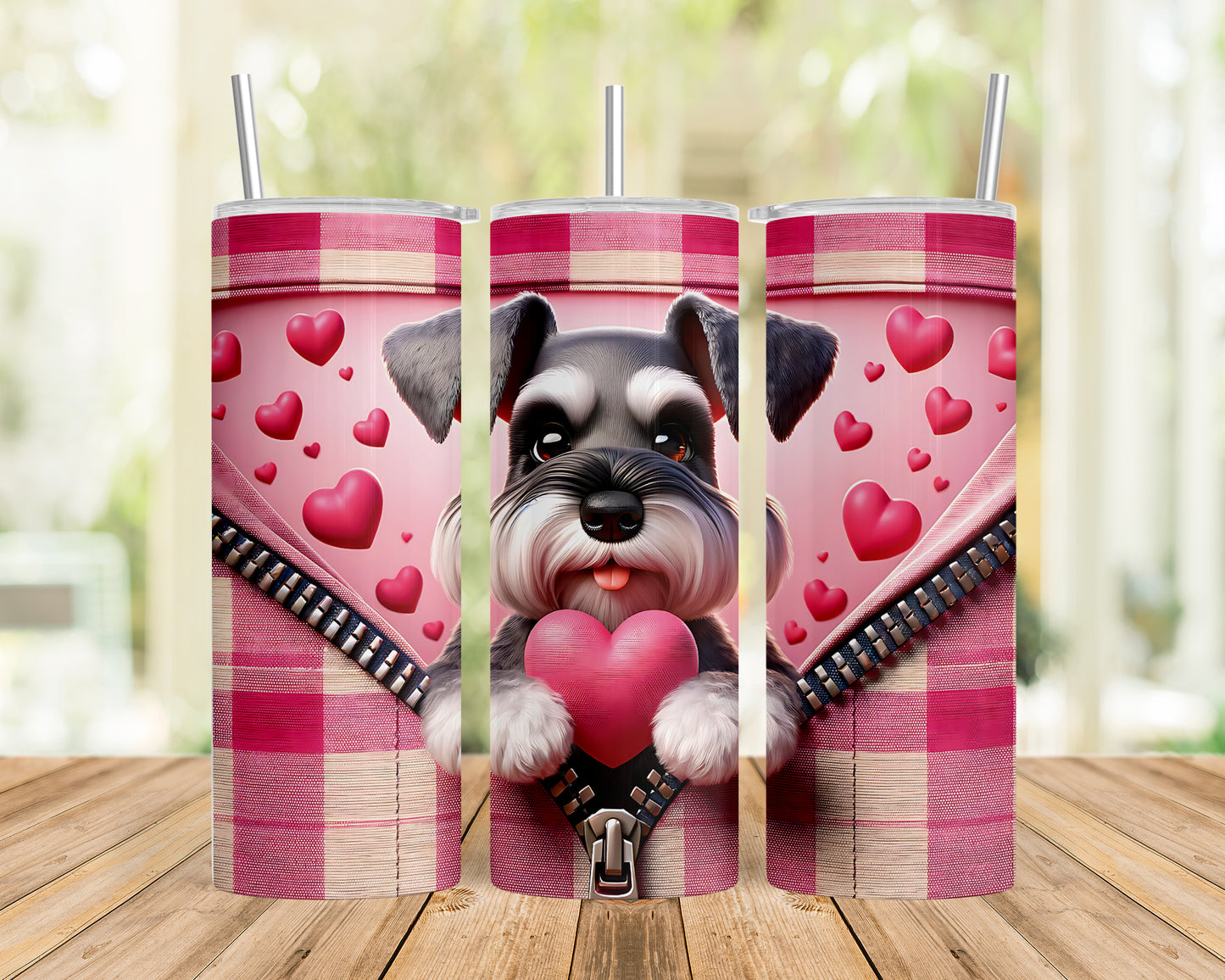 Skinny Tumbler with Straw, 20oz, Dog, Valentines Day, awd-1148