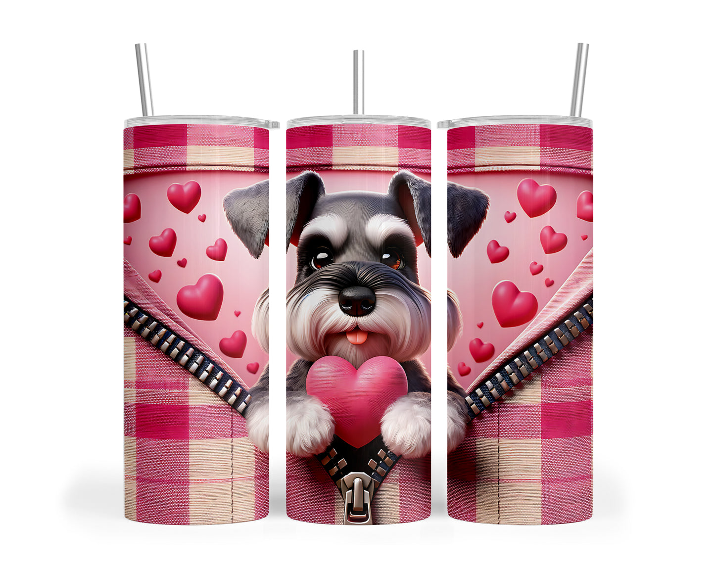 Skinny Tumbler with Straw, 20oz, Dog, Valentines Day, awd-1148