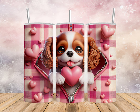 Skinny Tumbler with Straw, 20oz, Dog, Valentines Day, awd-1149