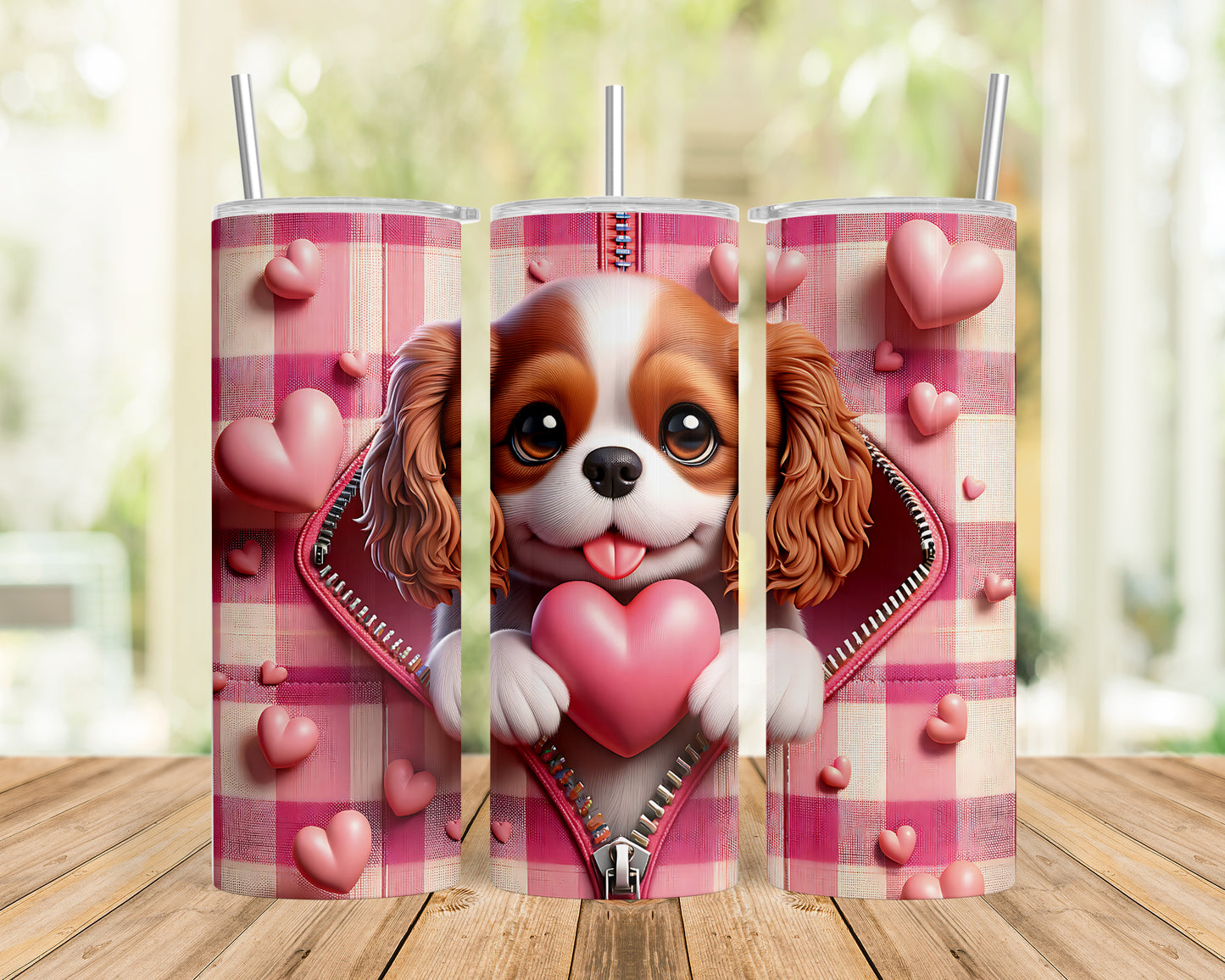 Skinny Tumbler with Straw, 20oz, Dog, Valentines Day, awd-1149