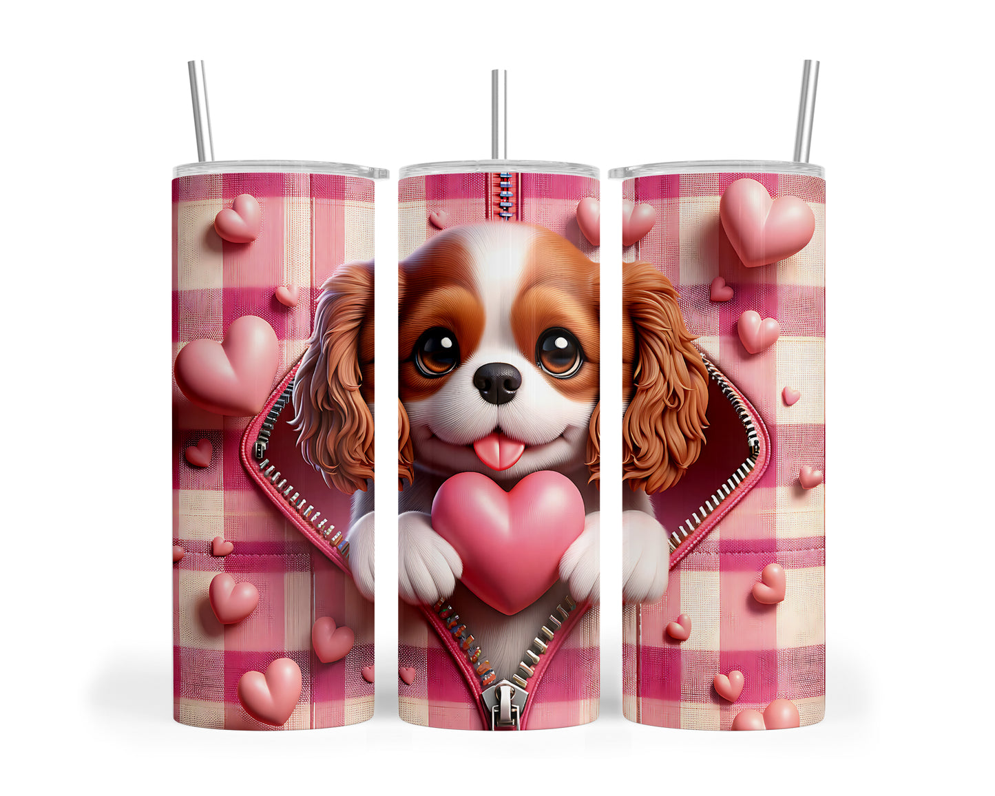 Skinny Tumbler with Straw, 20oz, Dog, Valentines Day, awd-1149