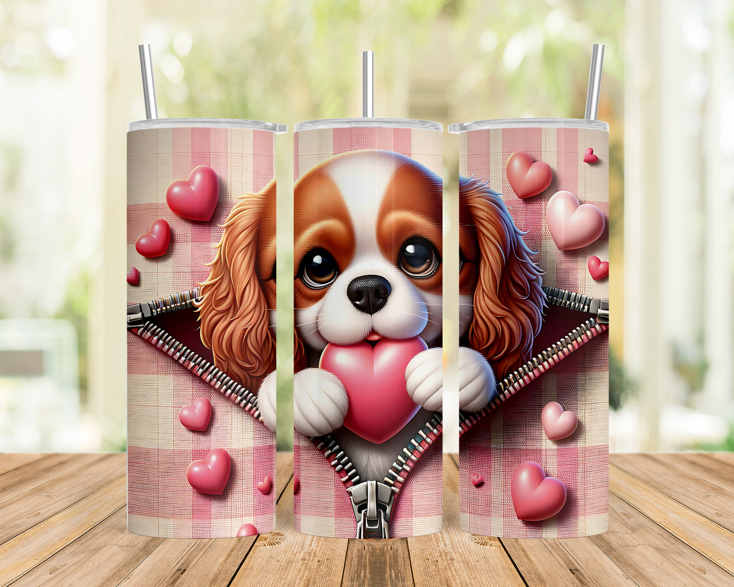 Skinny Tumbler with Straw, 20oz, Dog, Valentines Day, awd-1150