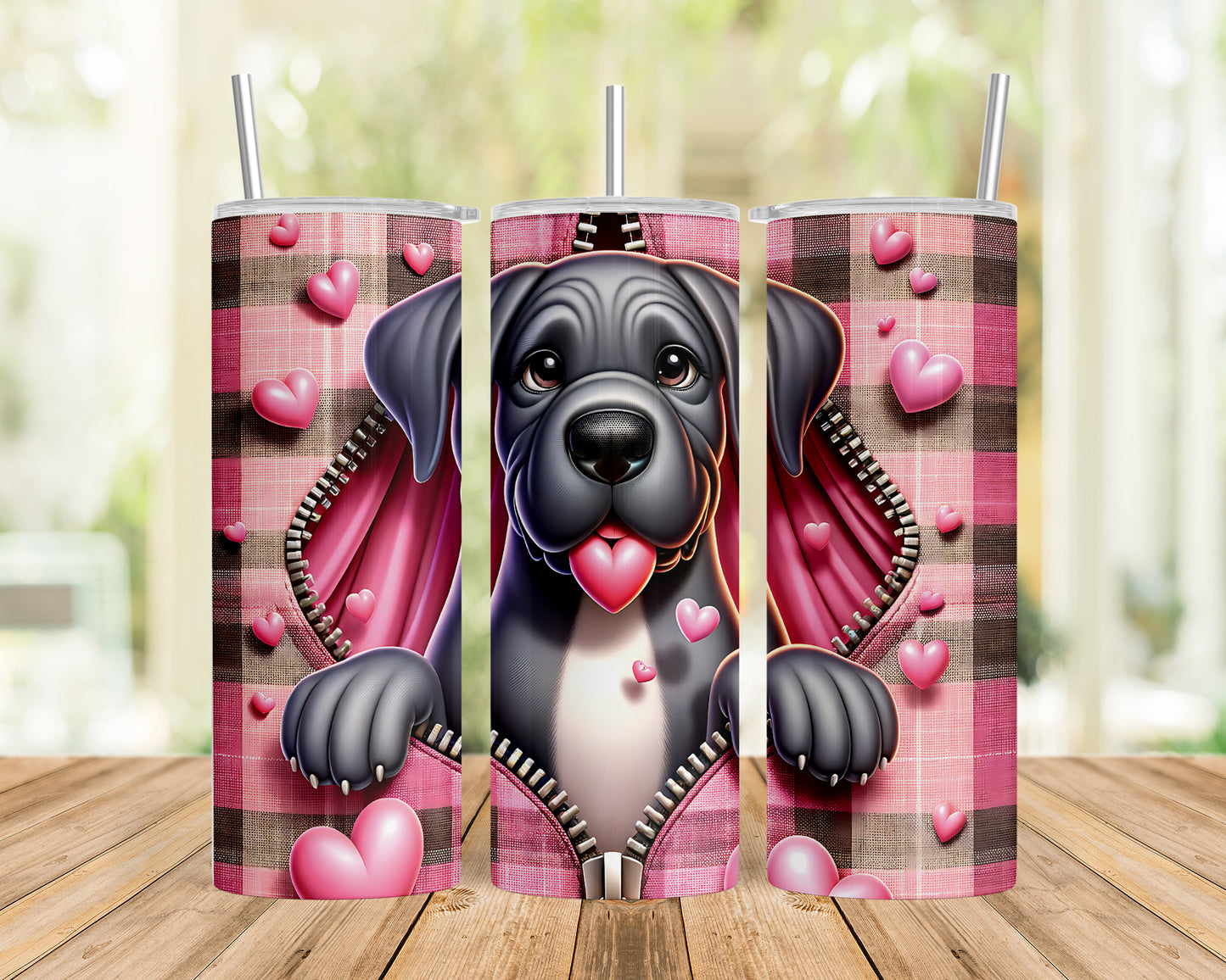 Skinny Tumbler with Straw, 20oz, Dog, Valentines Day, awd-1153