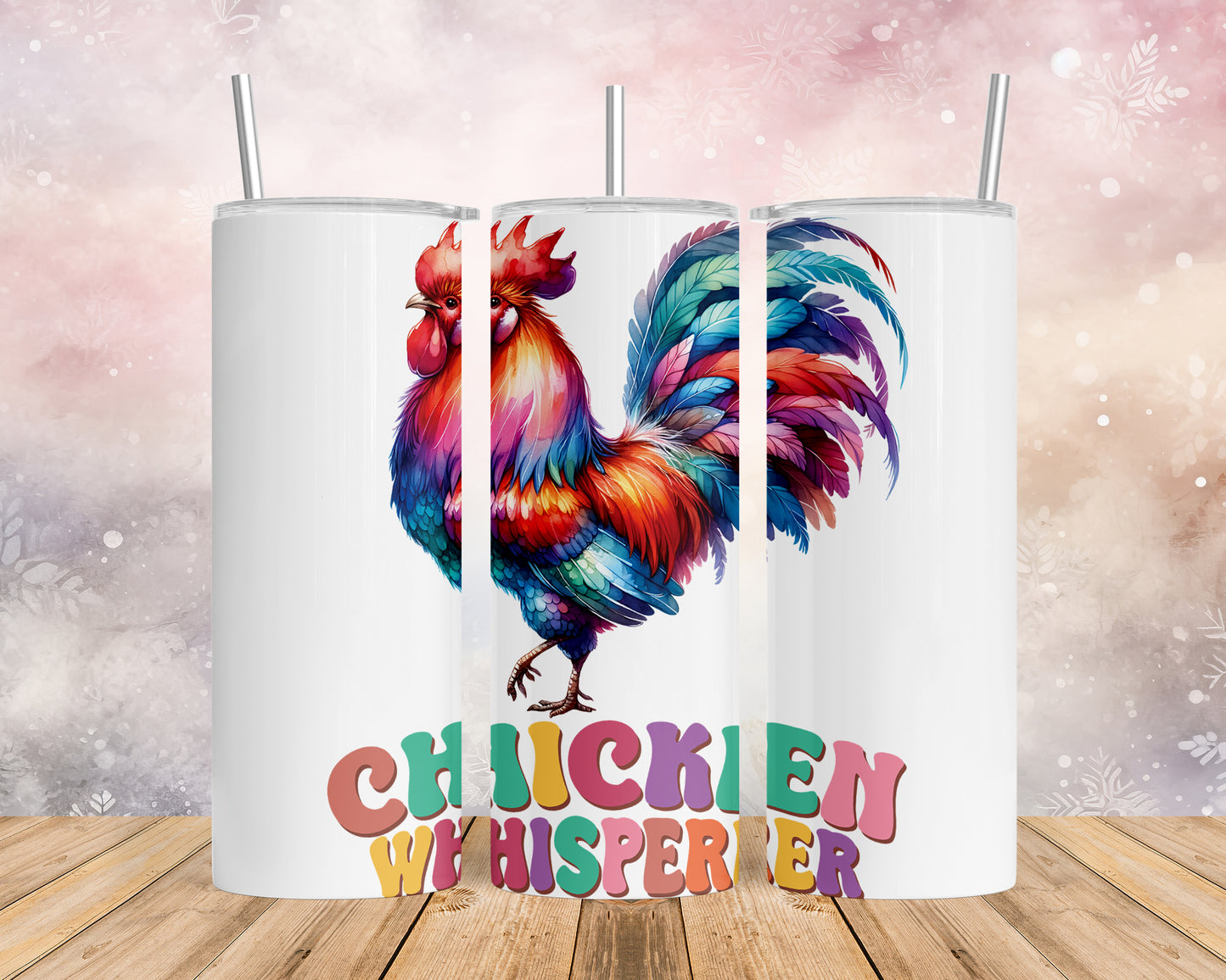 Skinny Tumbler with Straw, 20oz, Chicken Whisperer, awd-1266