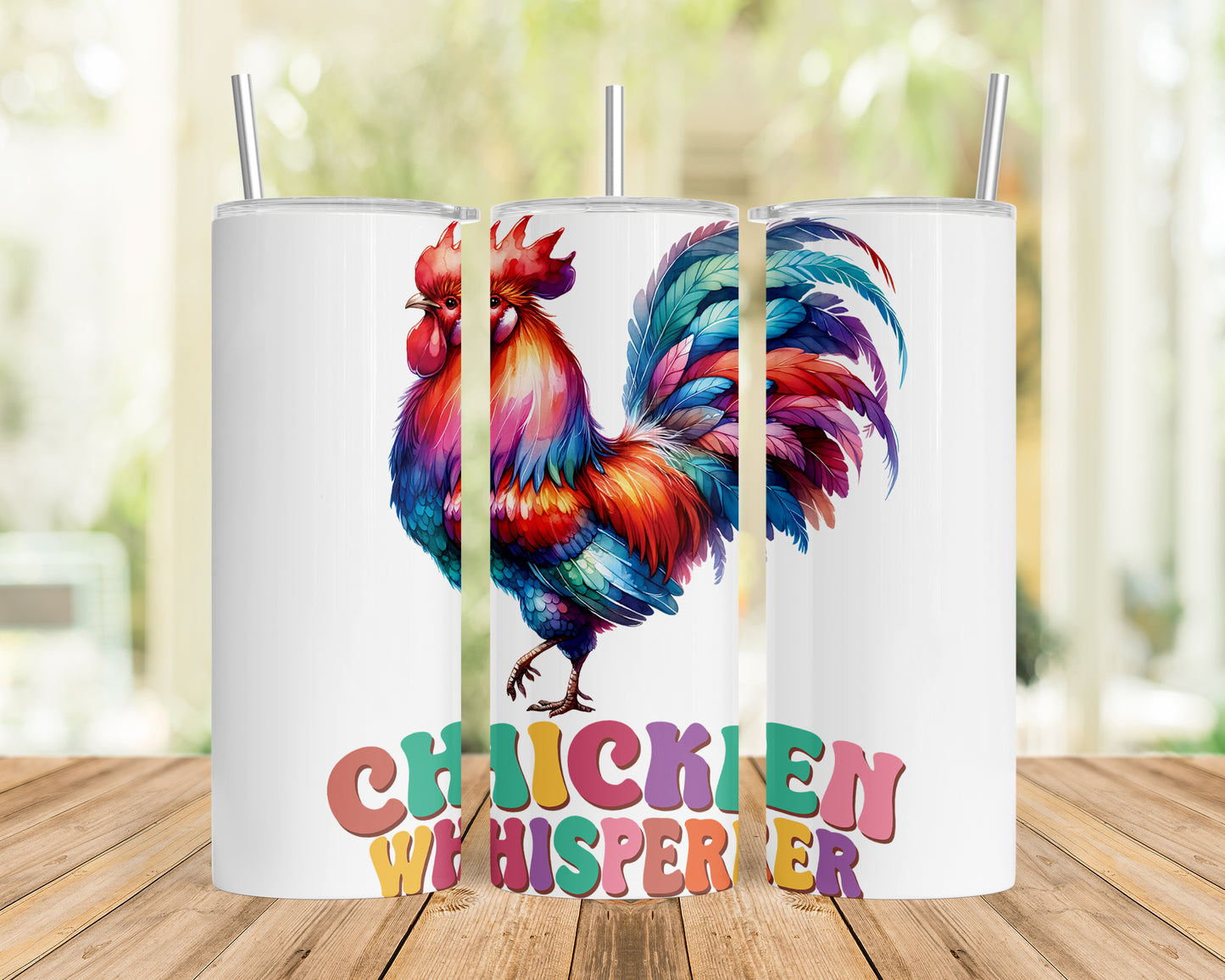 Skinny Tumbler with Straw, 20oz, Chicken Whisperer, awd-1266