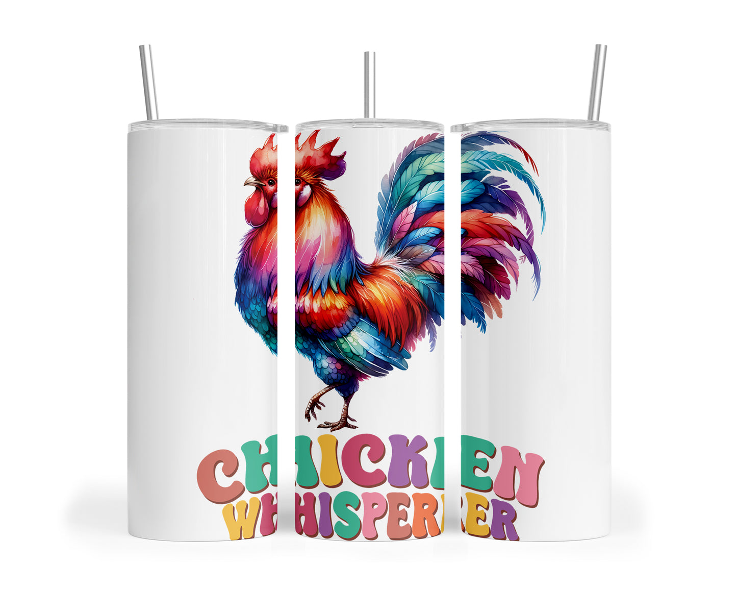 Skinny Tumbler with Straw, 20oz, Chicken Whisperer, awd-1266