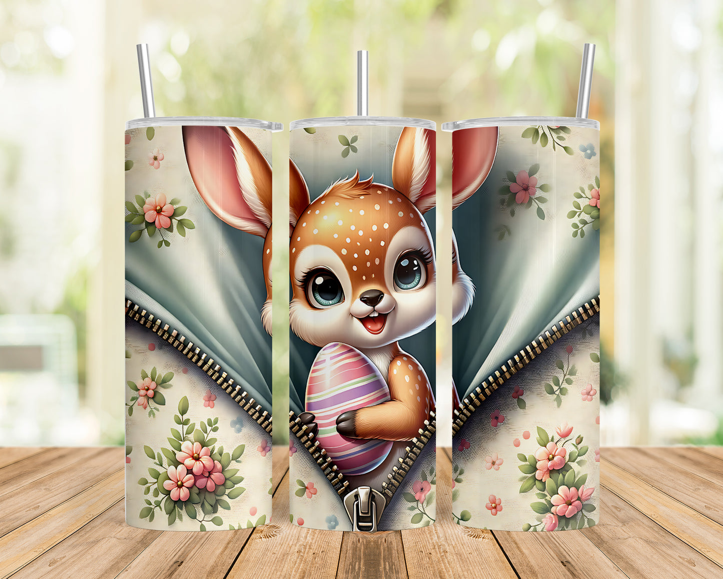 Skinny Tumbler with Straw, 20oz, Easter, Baby Deer, awd-1268