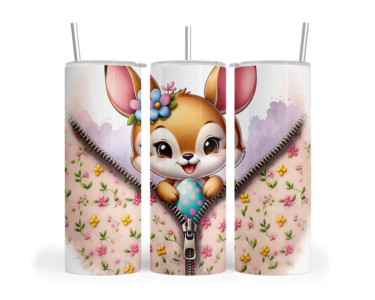 Skinny Tumbler with Straw, 20oz, Easter, Baby Deer, awd-1269