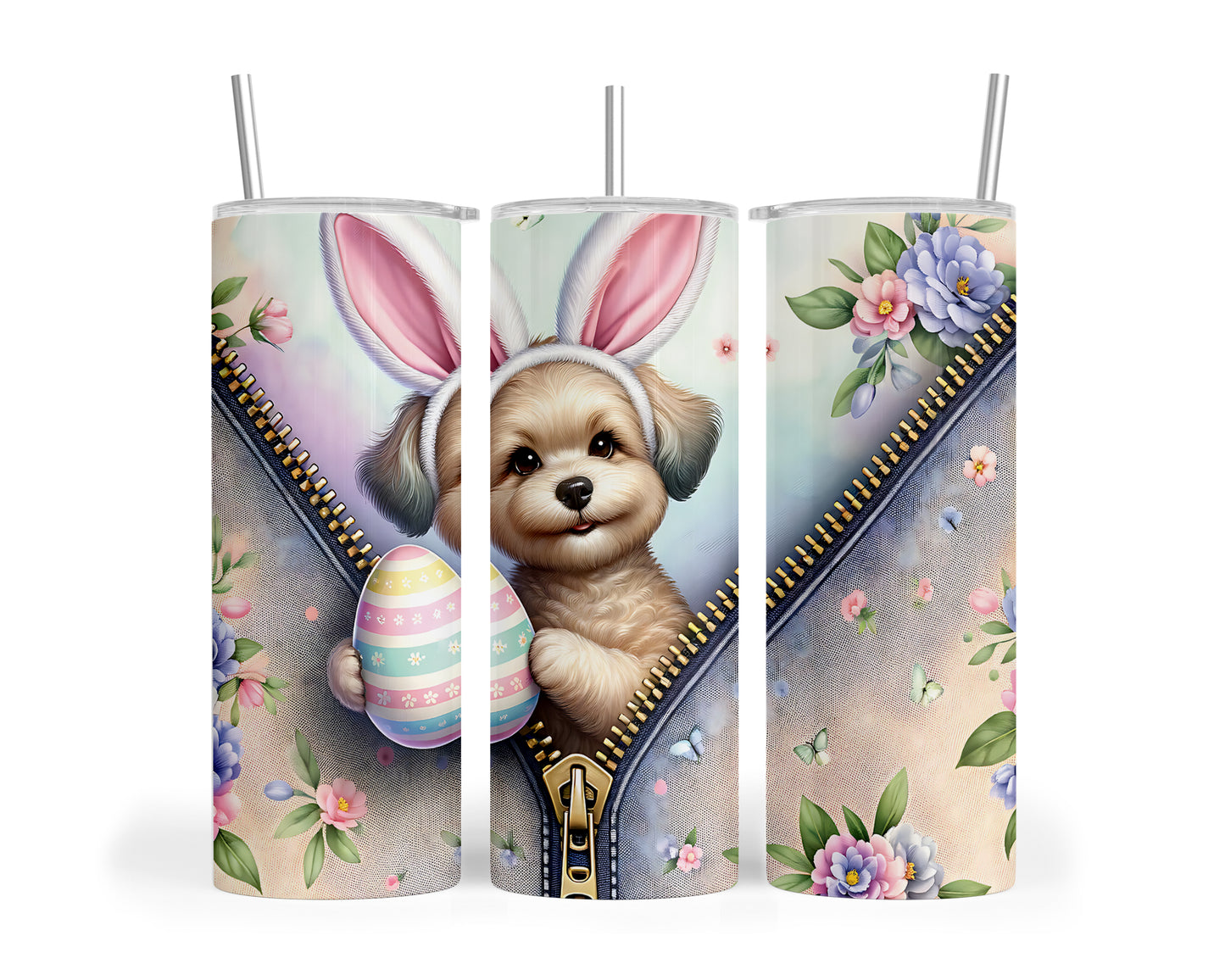 Skinny Tumbler with Straw, 20oz, Easter, Dog, awd-1311