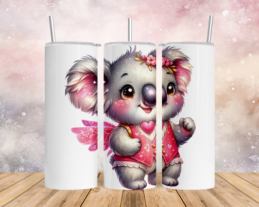 Skinny Tumbler with Straw, 20oz, Australian Animal, Koala, Fairy, awd-1326