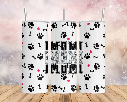 Skinny Tumbler with Straw, 20oz, Dog Mom, Mum, awd-1361