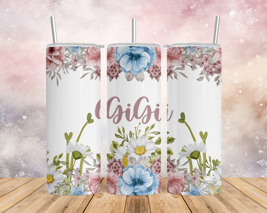 Skinny Tumbler with Straw, 20oz, Floral, GiGi