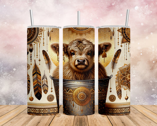 Skinny Tumbler with Straw, 20oz, Highland Cow, awd-705