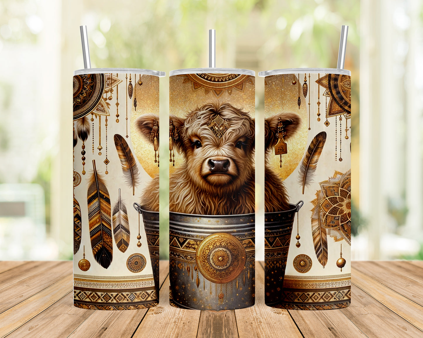 Skinny Tumbler with Straw, 20oz, Highland Cow, awd-705