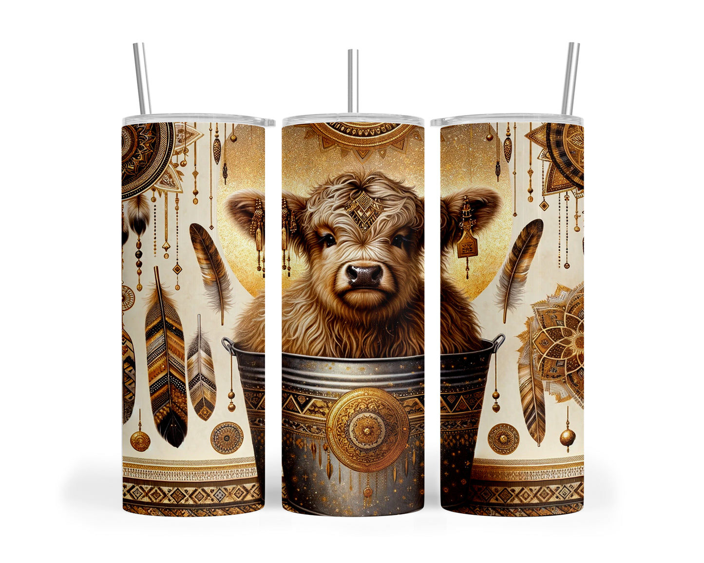 Skinny Tumbler with Straw, 20oz, Highland Cow, awd-705