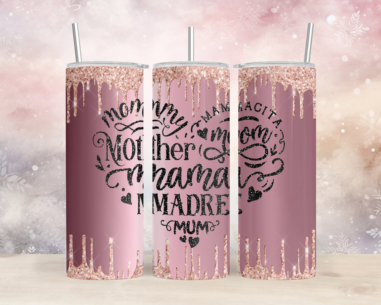 Skinny Tumbler with Straw, 20oz, Heart Quote, Heart Mum, Mama, awd-707