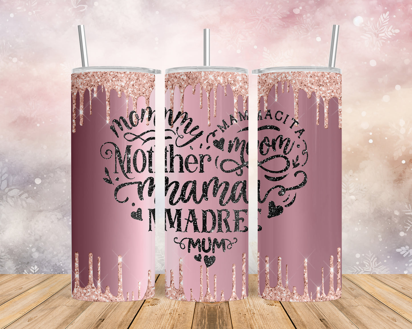 Skinny Tumbler with Straw, 20oz, Heart Quote, Heart Mum, Mama, awd-707