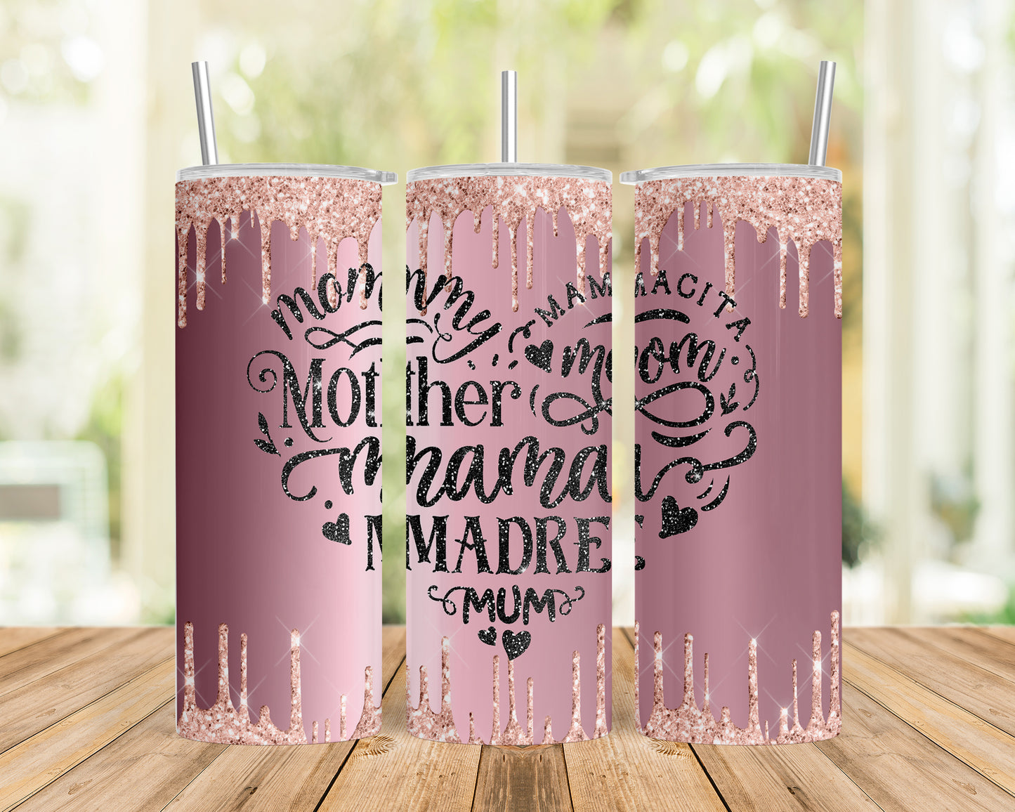 Skinny Tumbler with Straw, 20oz, Heart Quote, Heart Mum, Mama, awd-707