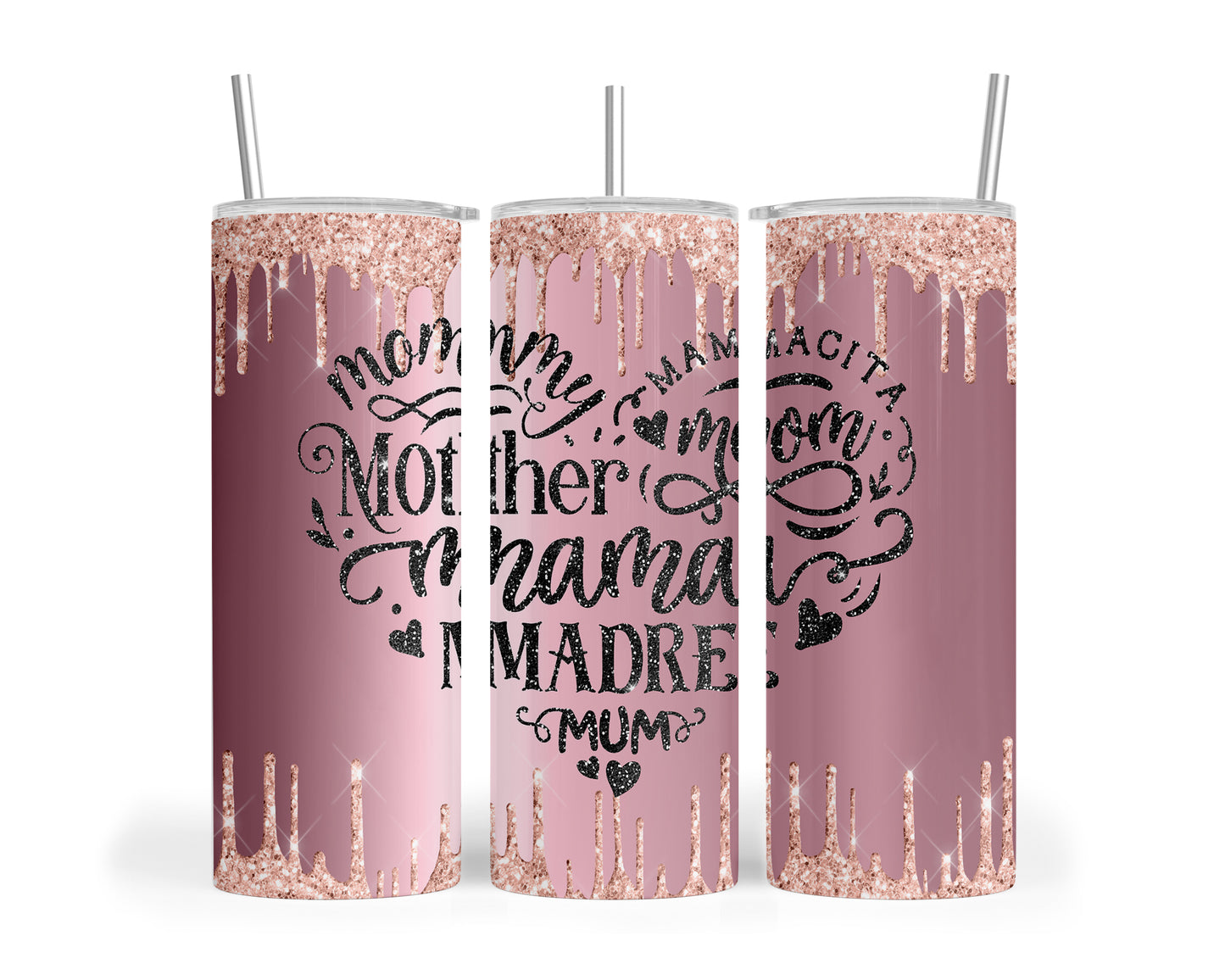 Skinny Tumbler with Straw, 20oz, Heart Quote, Heart Mum, Mama, awd-707