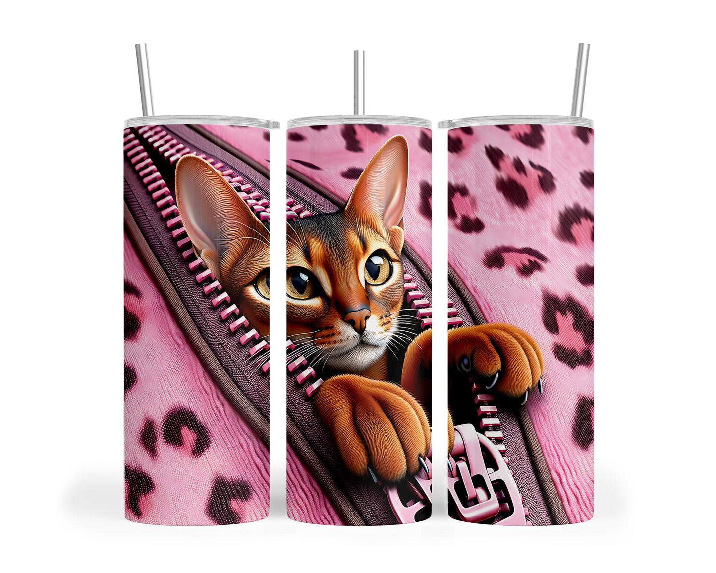 Skinny Tumbler with Straw, 20oz, Cat, Valentines Day, awd-741