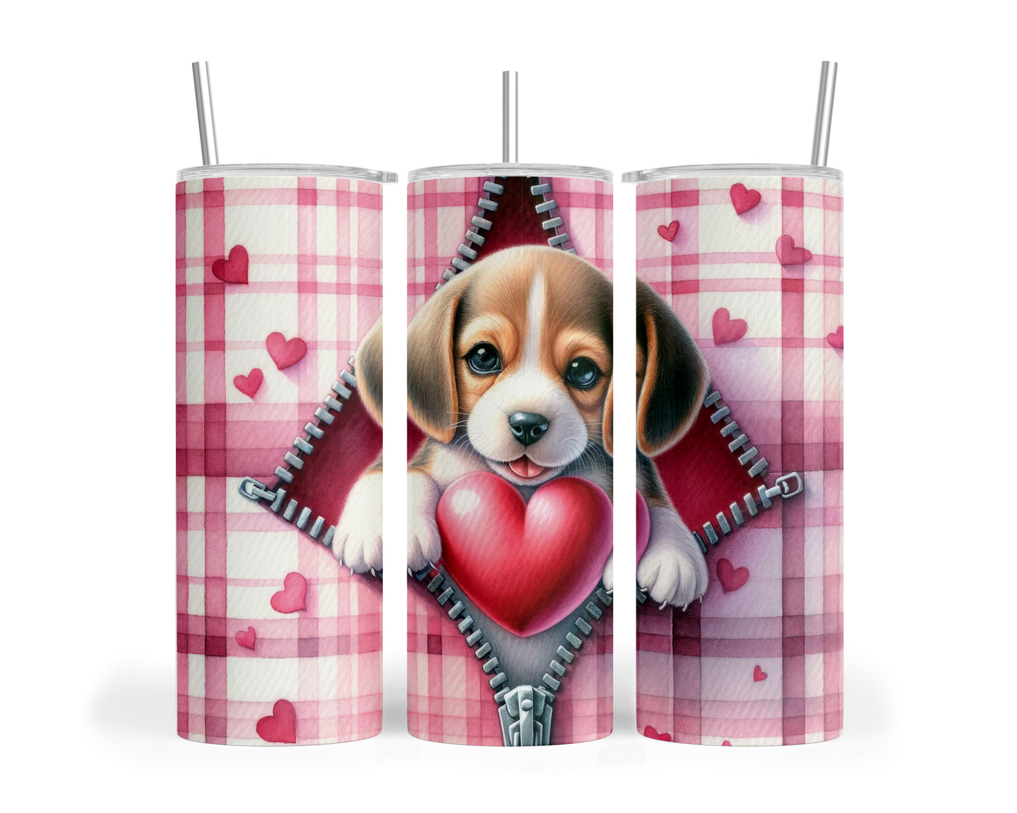 Skinny Tumbler with Straw, 20oz, Dog, Valentines Day, awd-828