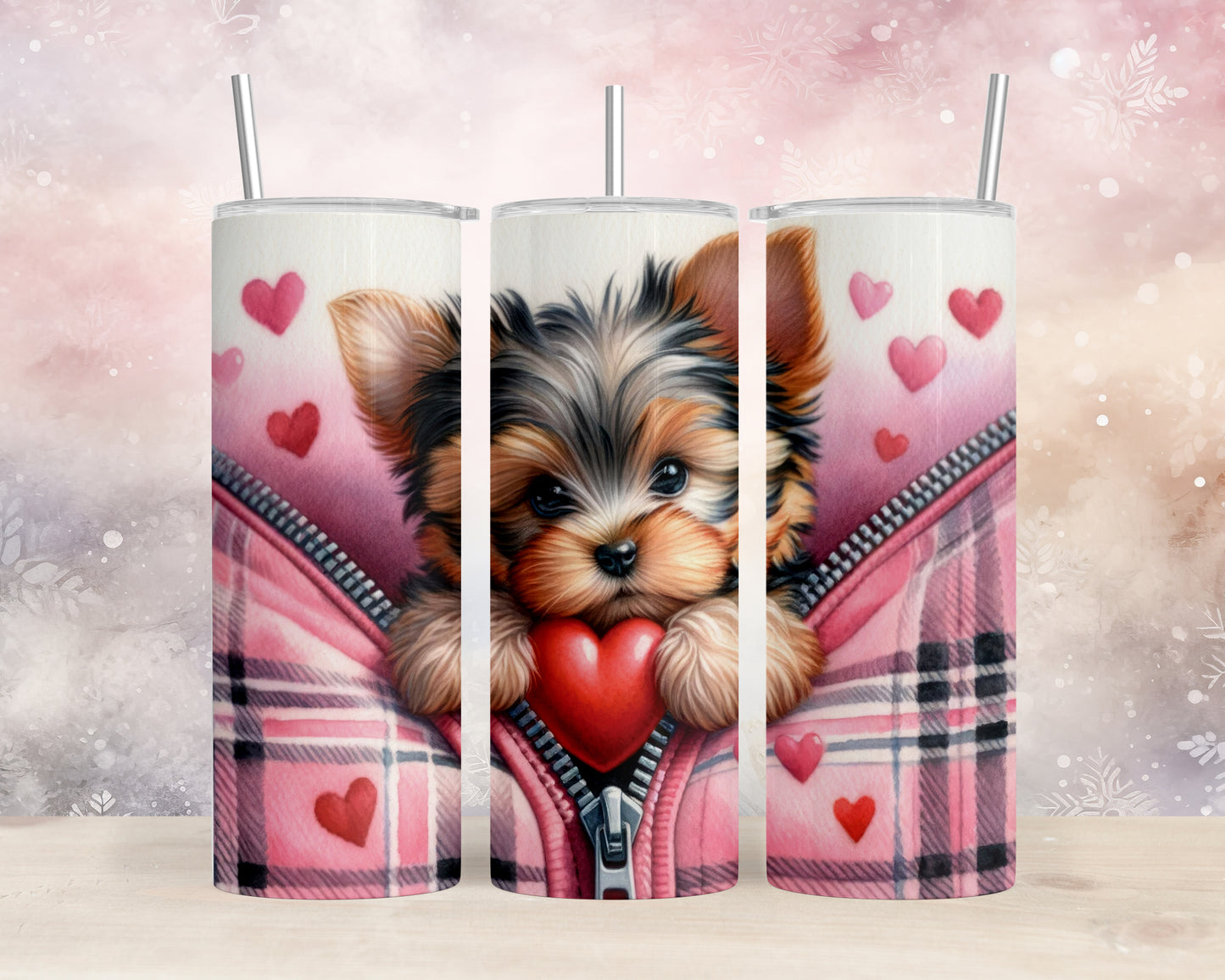 Skinny Tumbler with Straw, 20oz, Dog, Valentines Day, awd-829