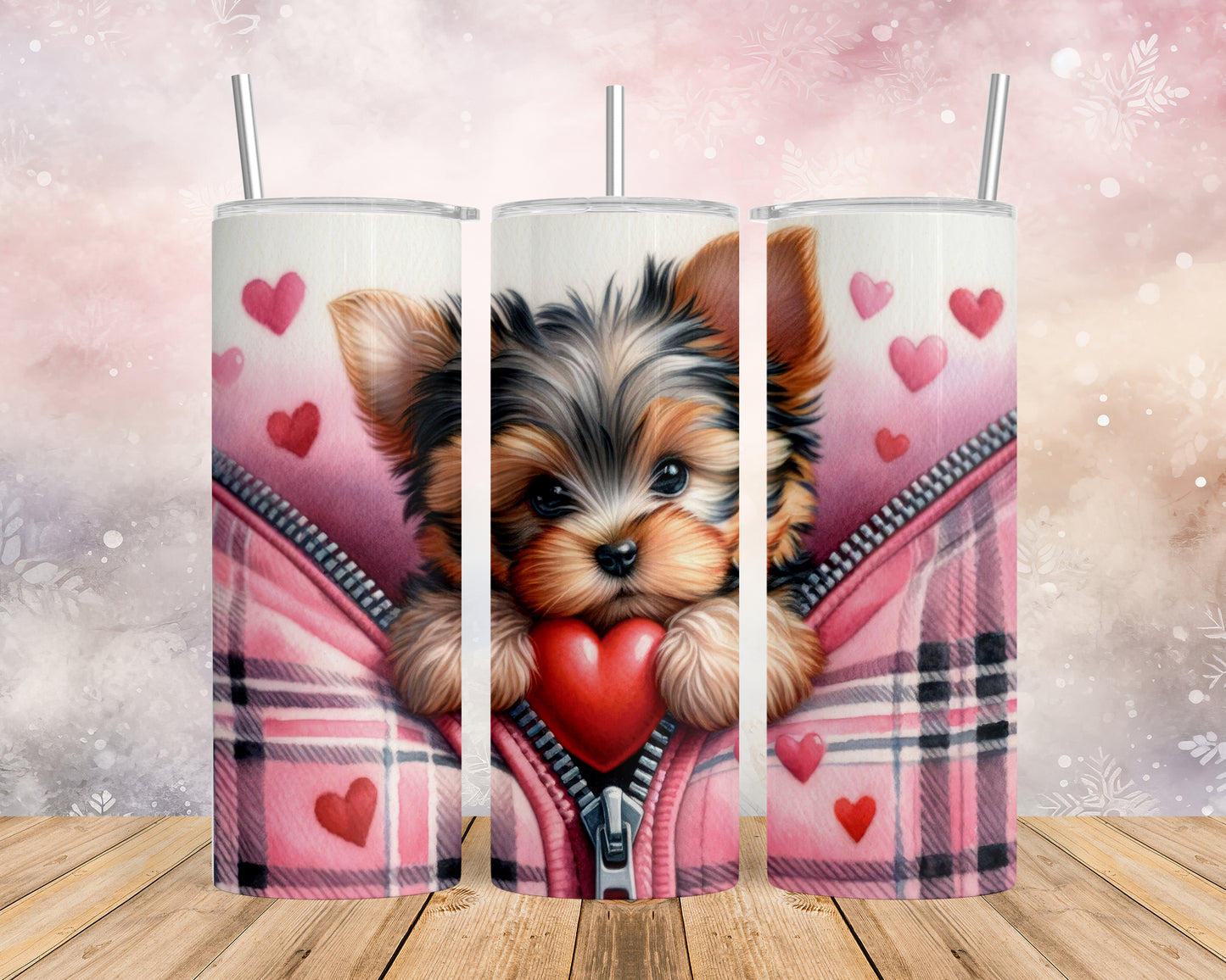 Skinny Tumbler with Straw, 20oz, Dog, Valentines Day, awd-829