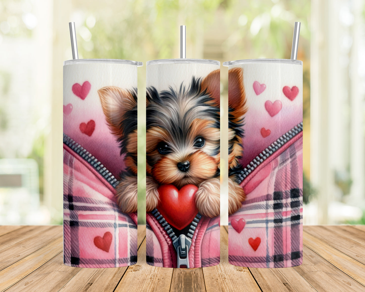 Skinny Tumbler with Straw, 20oz, Dog, Valentines Day, awd-829