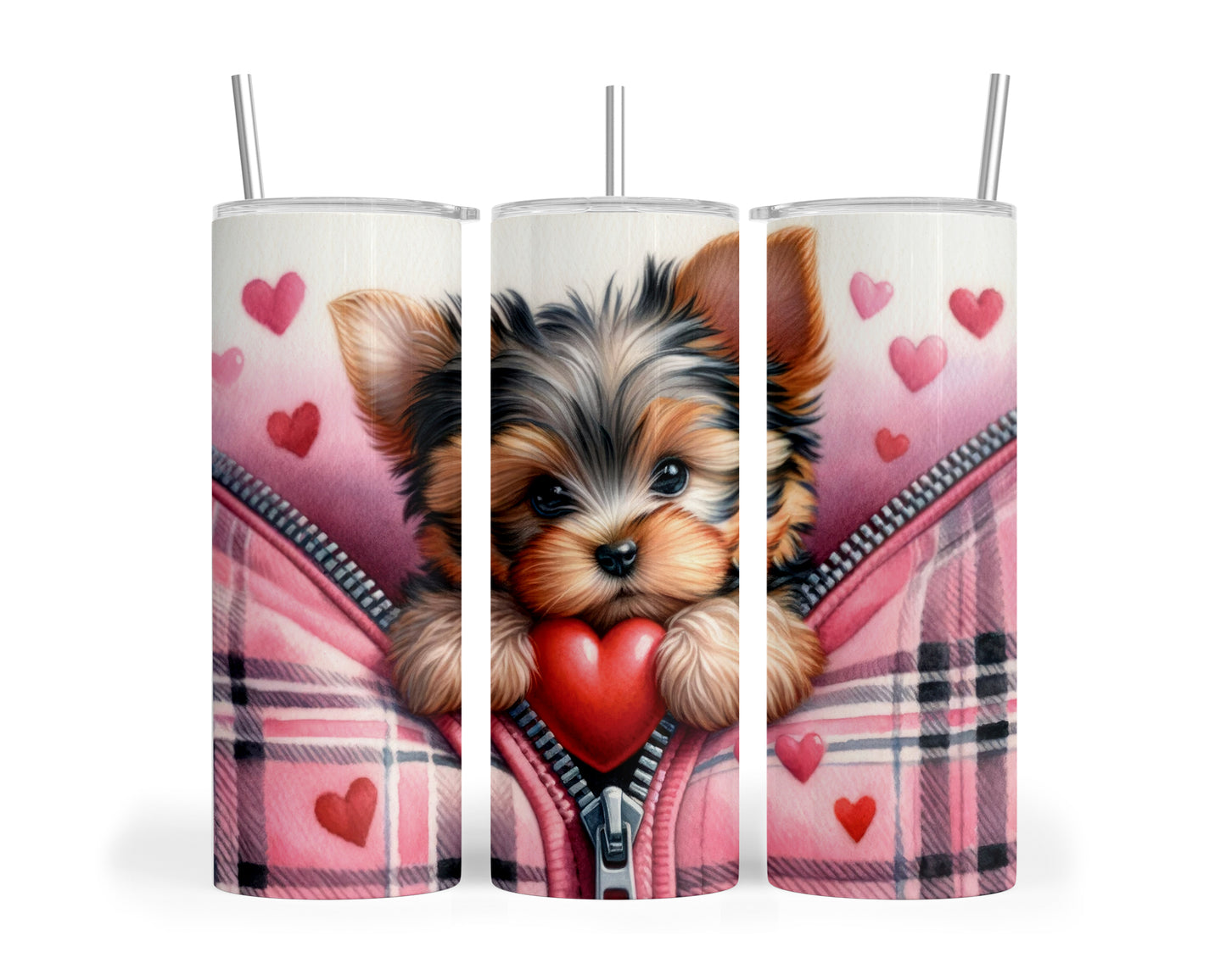 Skinny Tumbler with Straw, 20oz, Dog, Valentines Day, awd-829