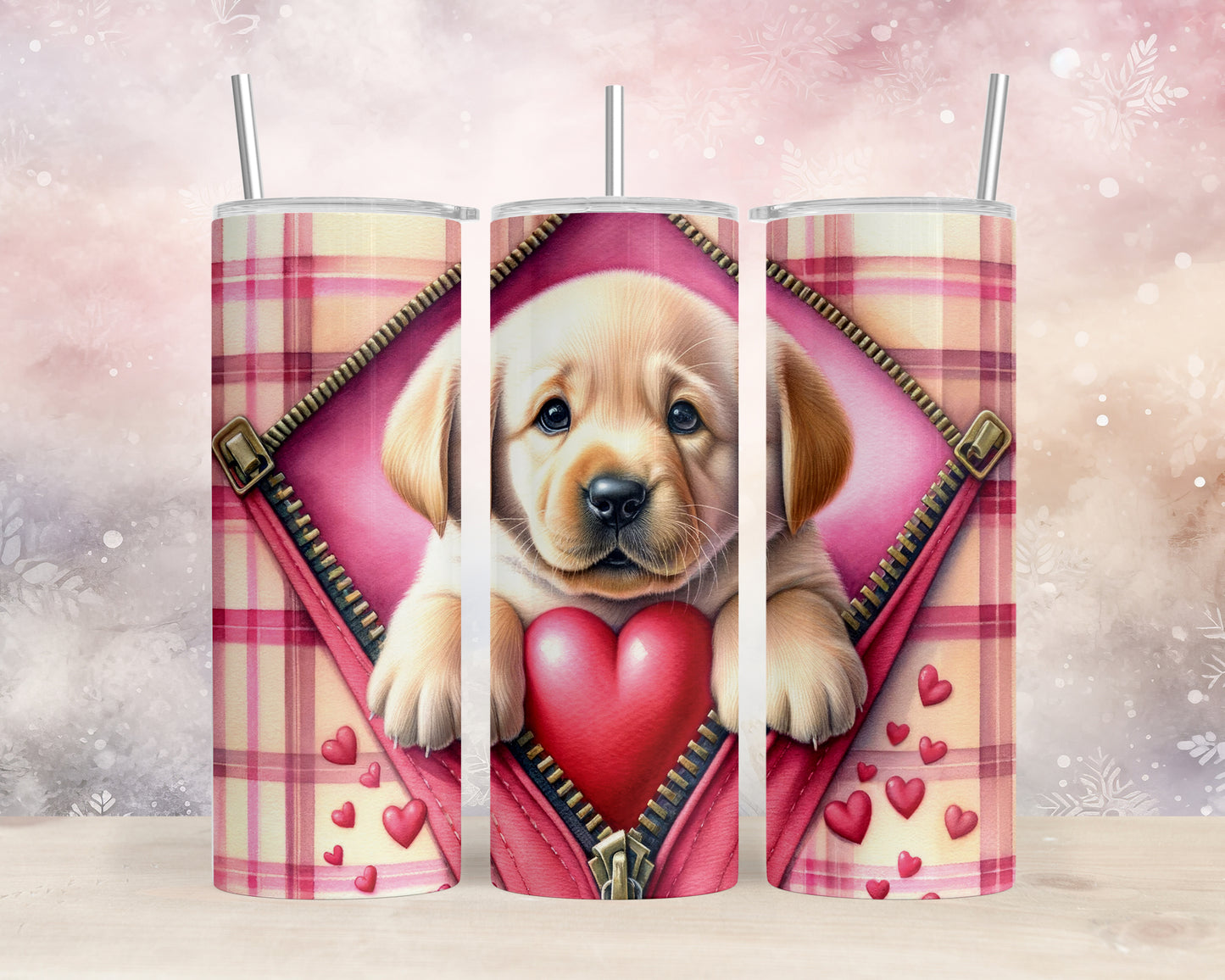 Skinny Tumbler with Straw, 20oz, Dog, Valentines Day, awd-832