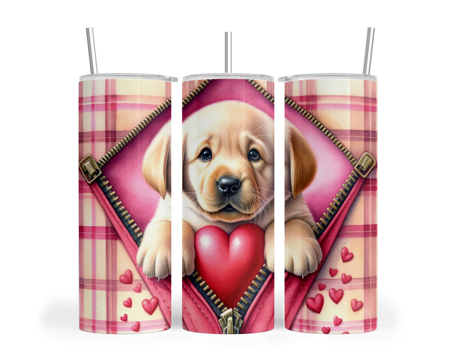 Skinny Tumbler with Straw, 20oz, Dog, Valentines Day, awd-832