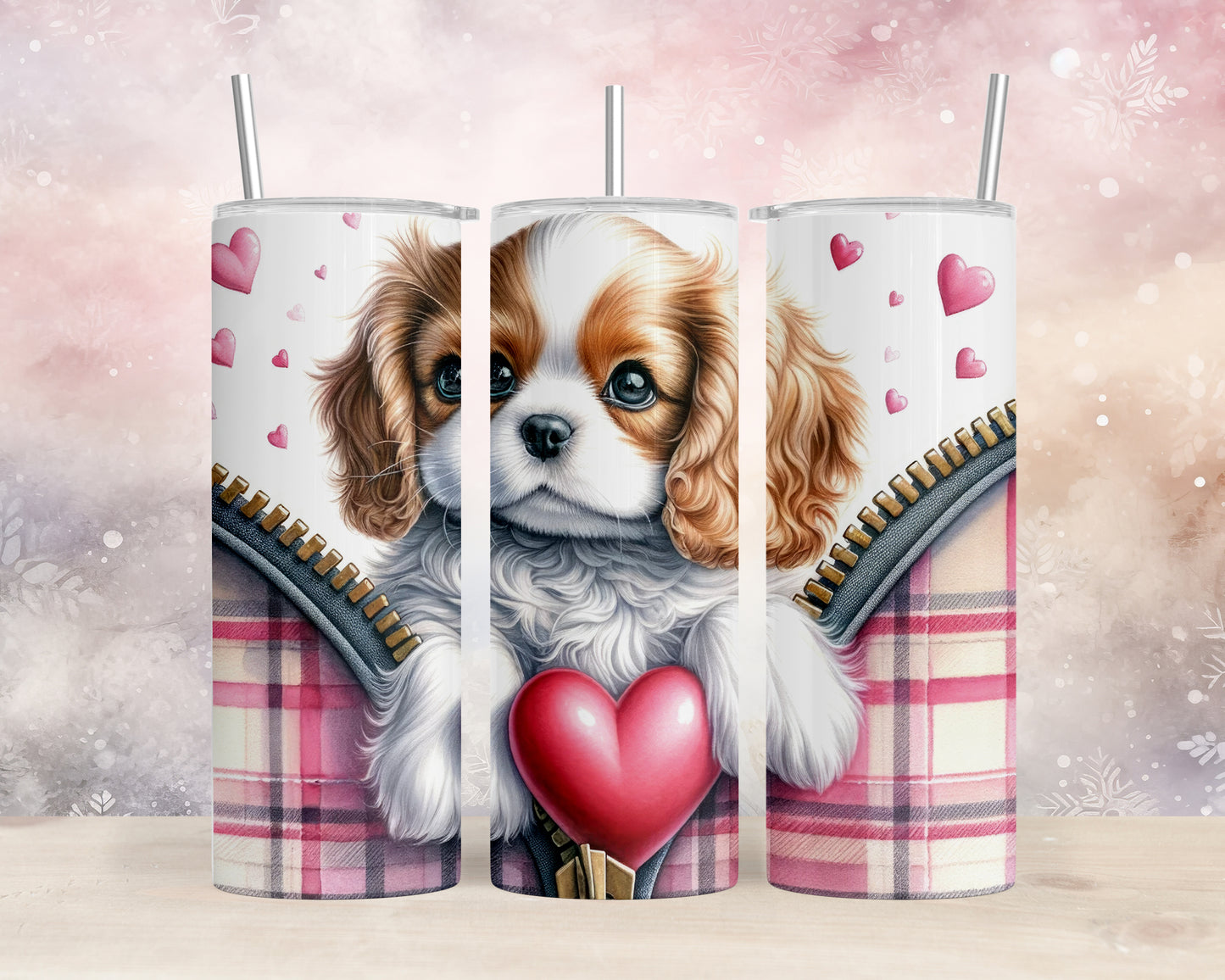 Skinny Tumbler with Straw, 20oz, Dog, Valentines Day, awd-833