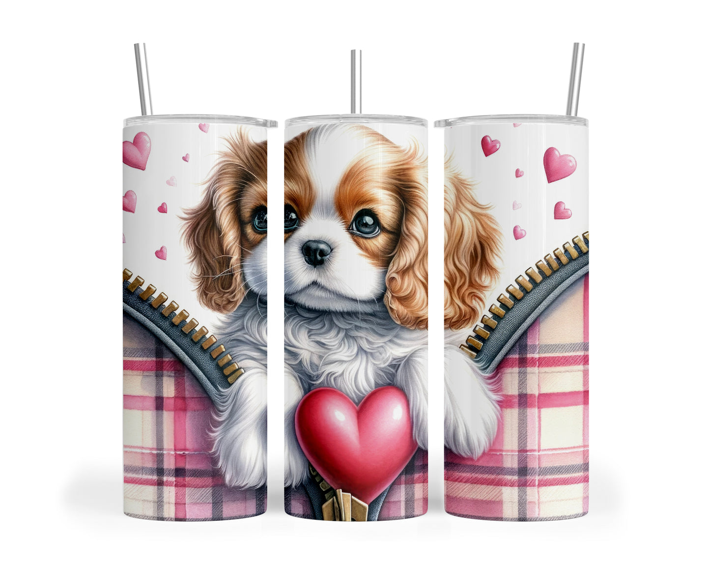 Skinny Tumbler with Straw, 20oz, Dog, Valentines Day, awd-833