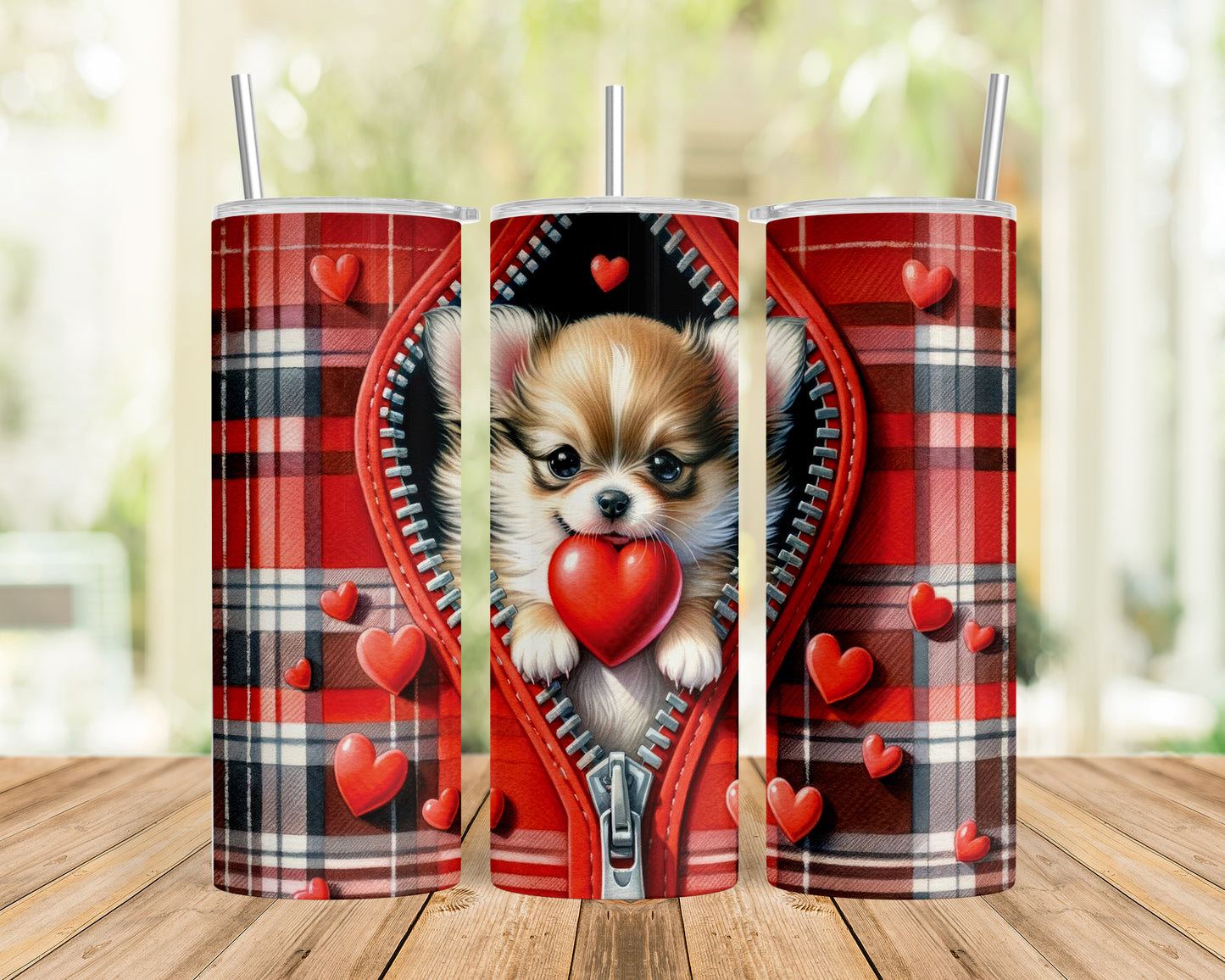 Skinny Tumbler with Straw, 20oz, Dog, Valentines Day, awd-838