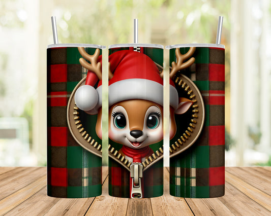 Skinny Tumbler with Straw, 20oz,  Reindeer, awd - 856