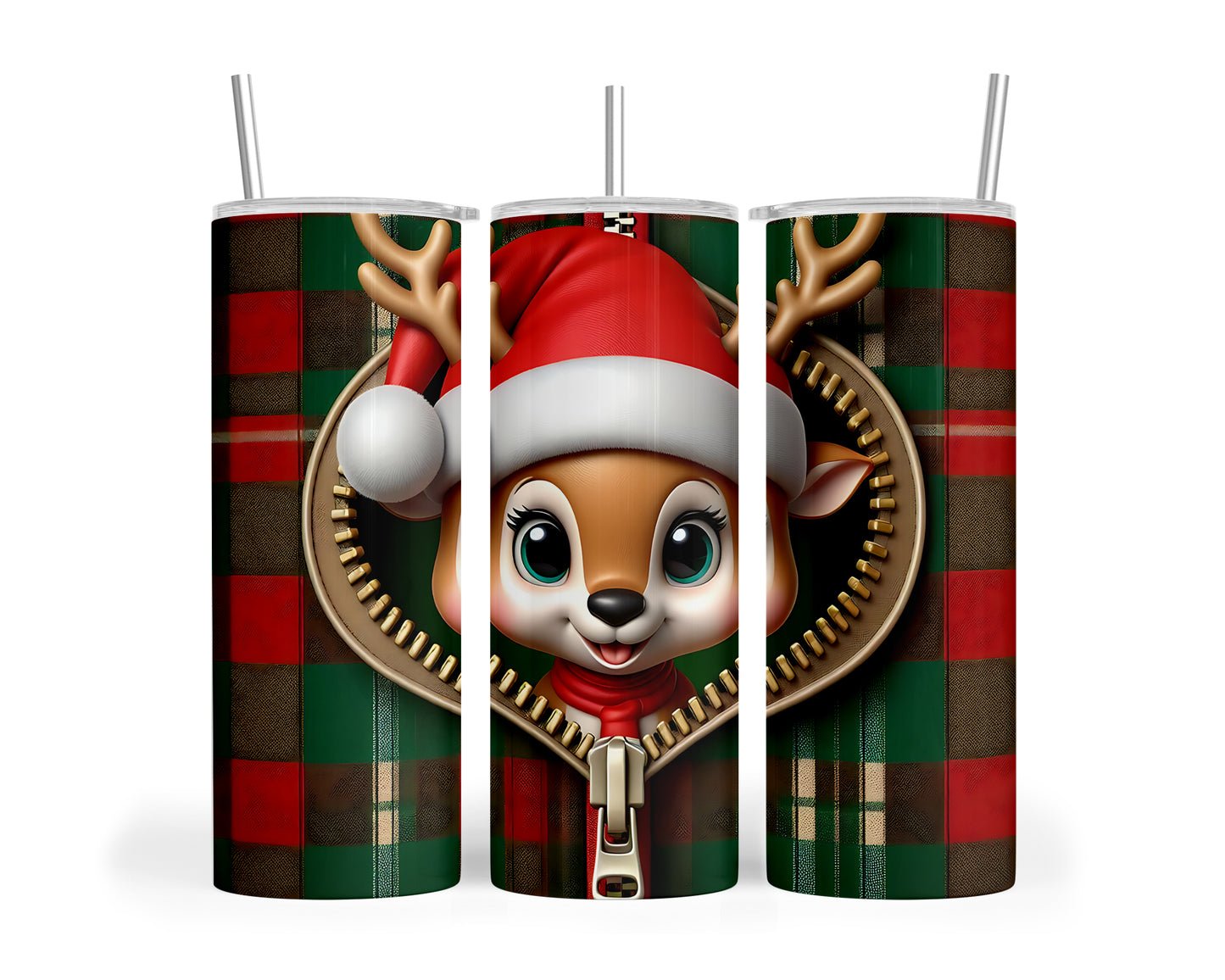 Skinny Tumbler with Straw, 20oz,  Reindeer, awd - 856