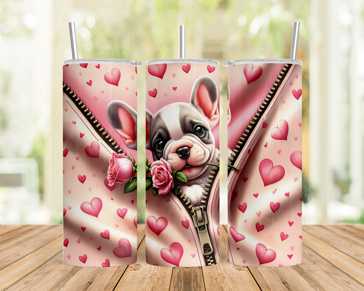 Skinny Tumbler with Straw, 20oz, Dog, Valentines Day, awd-864