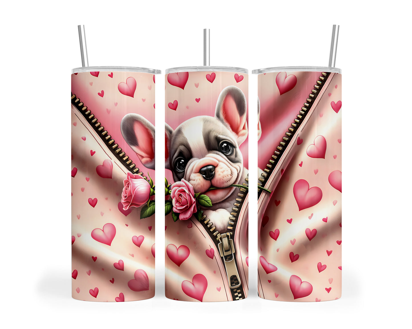 Skinny Tumbler with Straw, 20oz, Dog, Valentines Day, awd-864