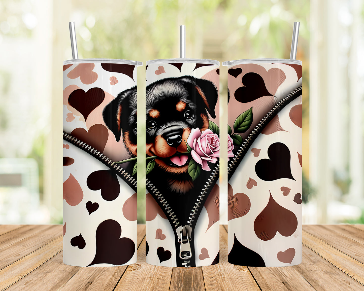 Skinny Tumbler with Straw, 20oz, Dog, Valentines Day, awd-874