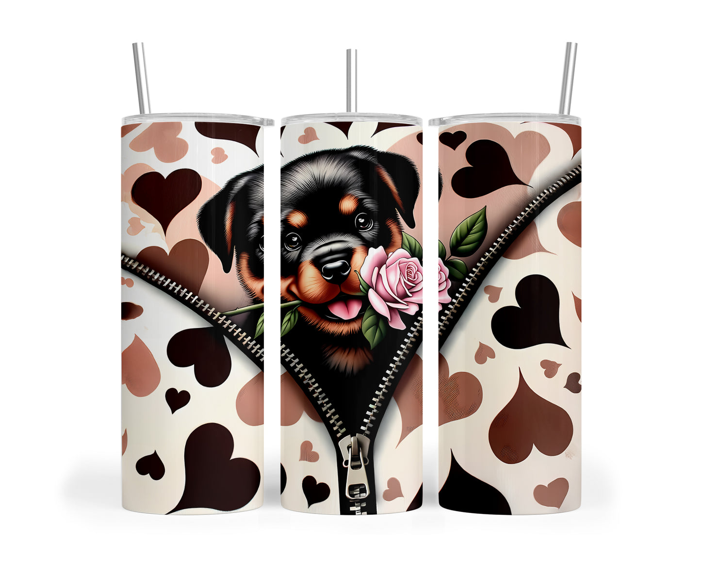 Skinny Tumbler with Straw, 20oz, Dog, Valentines Day, awd-874