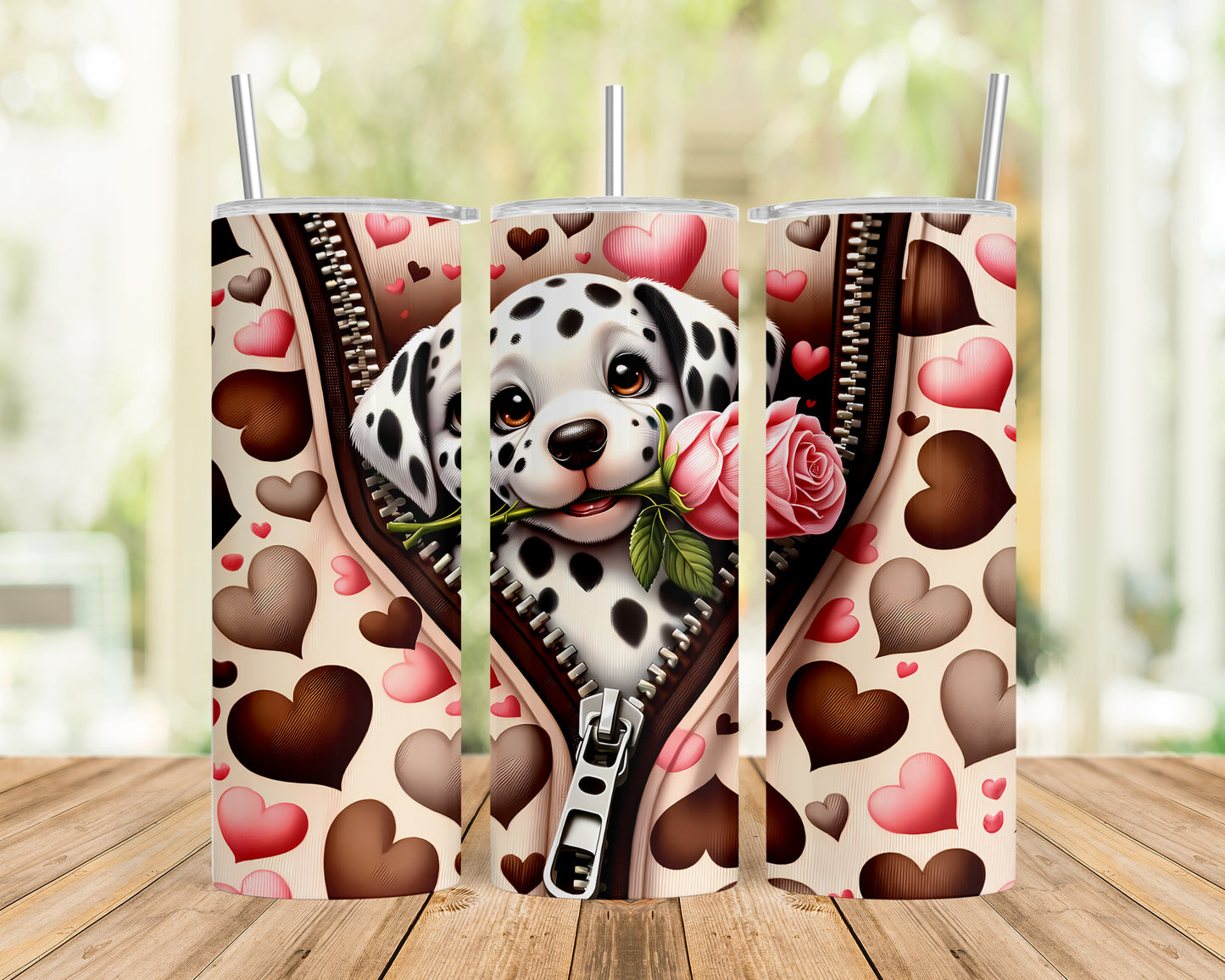 Skinny Tumbler with Straw, 20oz, Dog, Valentines Day, awd-901