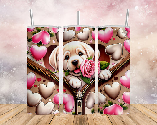 Skinny Tumbler with Straw, 20oz, Dog, Valentines Day, awd-904