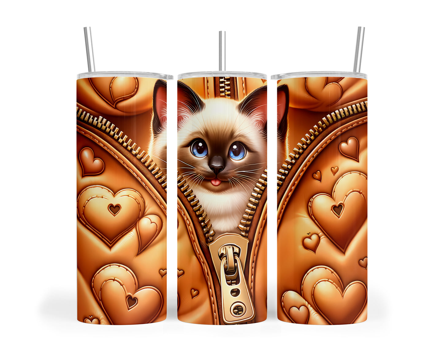 Skinny Tumbler with Straw, 20oz, Cat, Valentines Day, awd-913